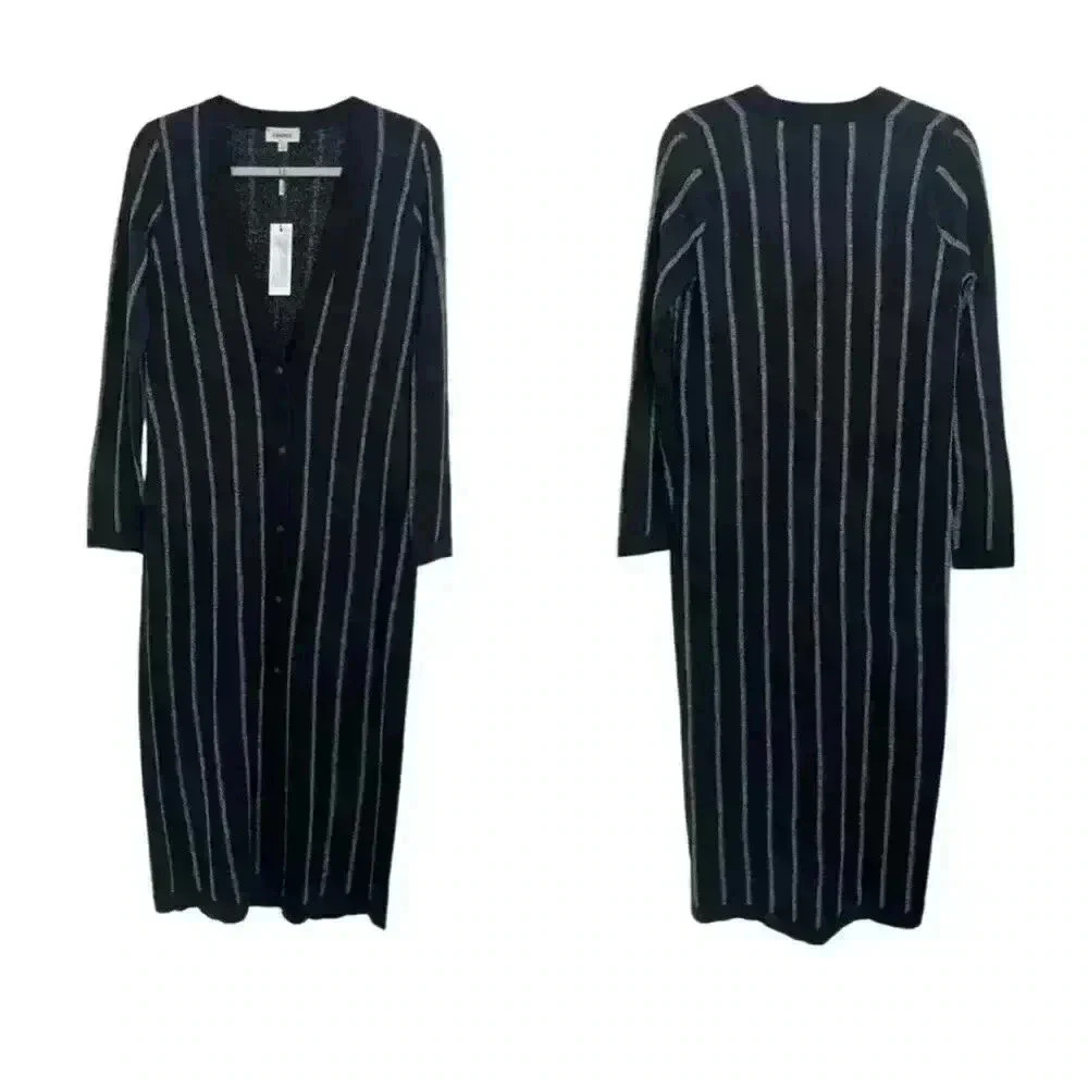 New NWT L’AGENCE Black and Silver Long Knit Cardigan Sz XS - Picture 2 of 4